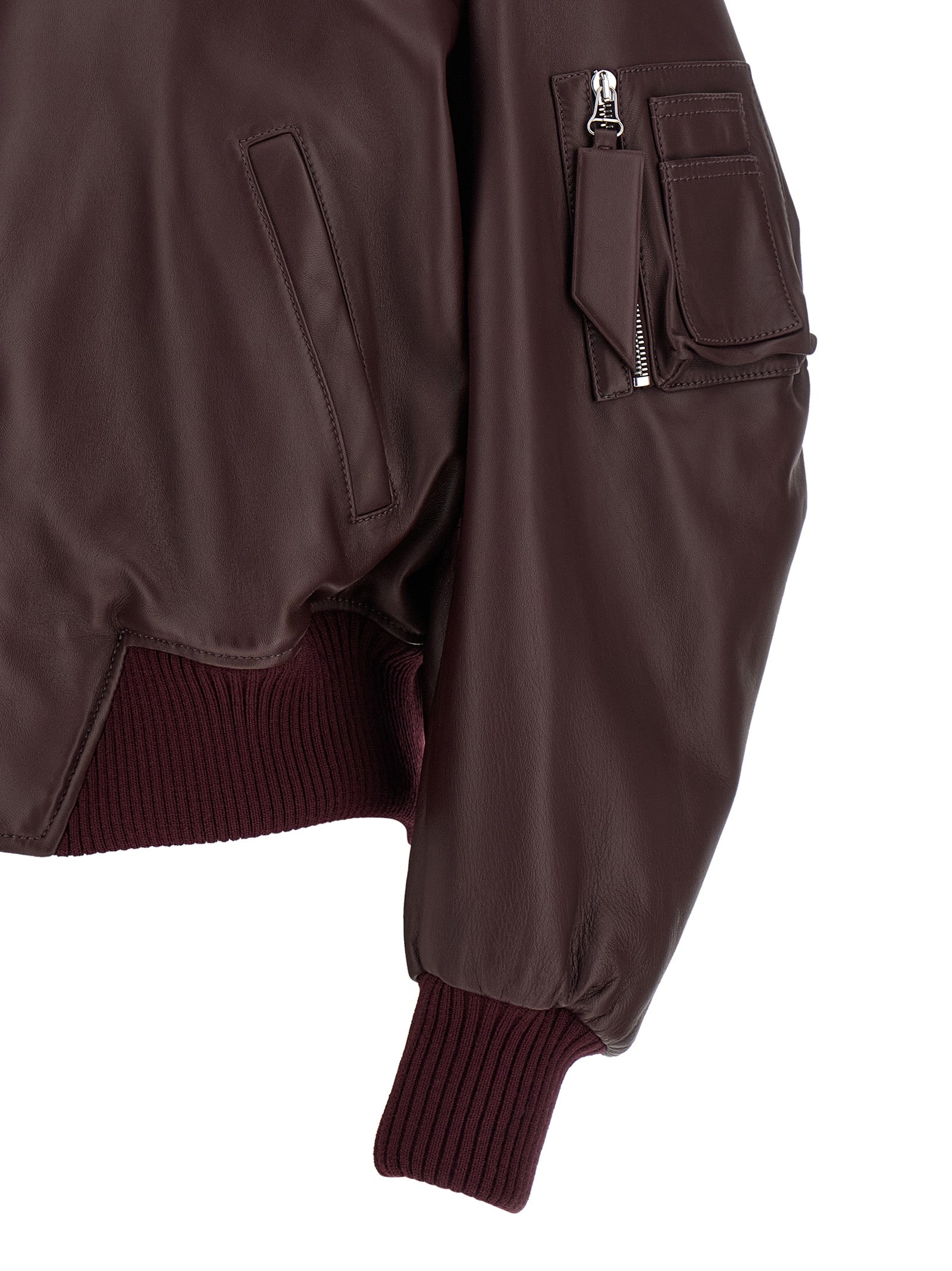 The Attico Bordeaux Lamb Leather Jacket