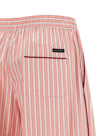 Dolce & Gabbana Pink Striped Cotton and Silk Bottoms Sleepwear