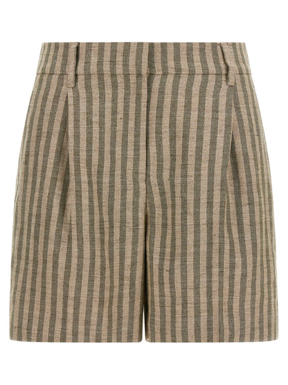 Brunello Cucinelli Bicolor Linen Bermuda Shorts - Green