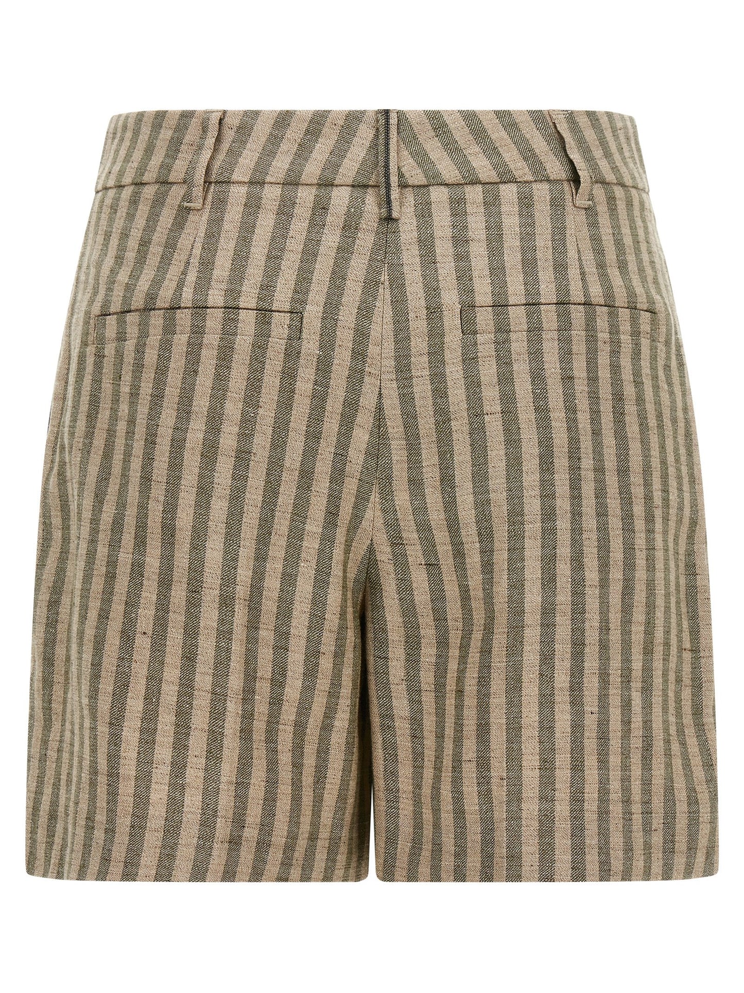 Brunello Cucinelli Bicolor Linen Bermuda Shorts - Green