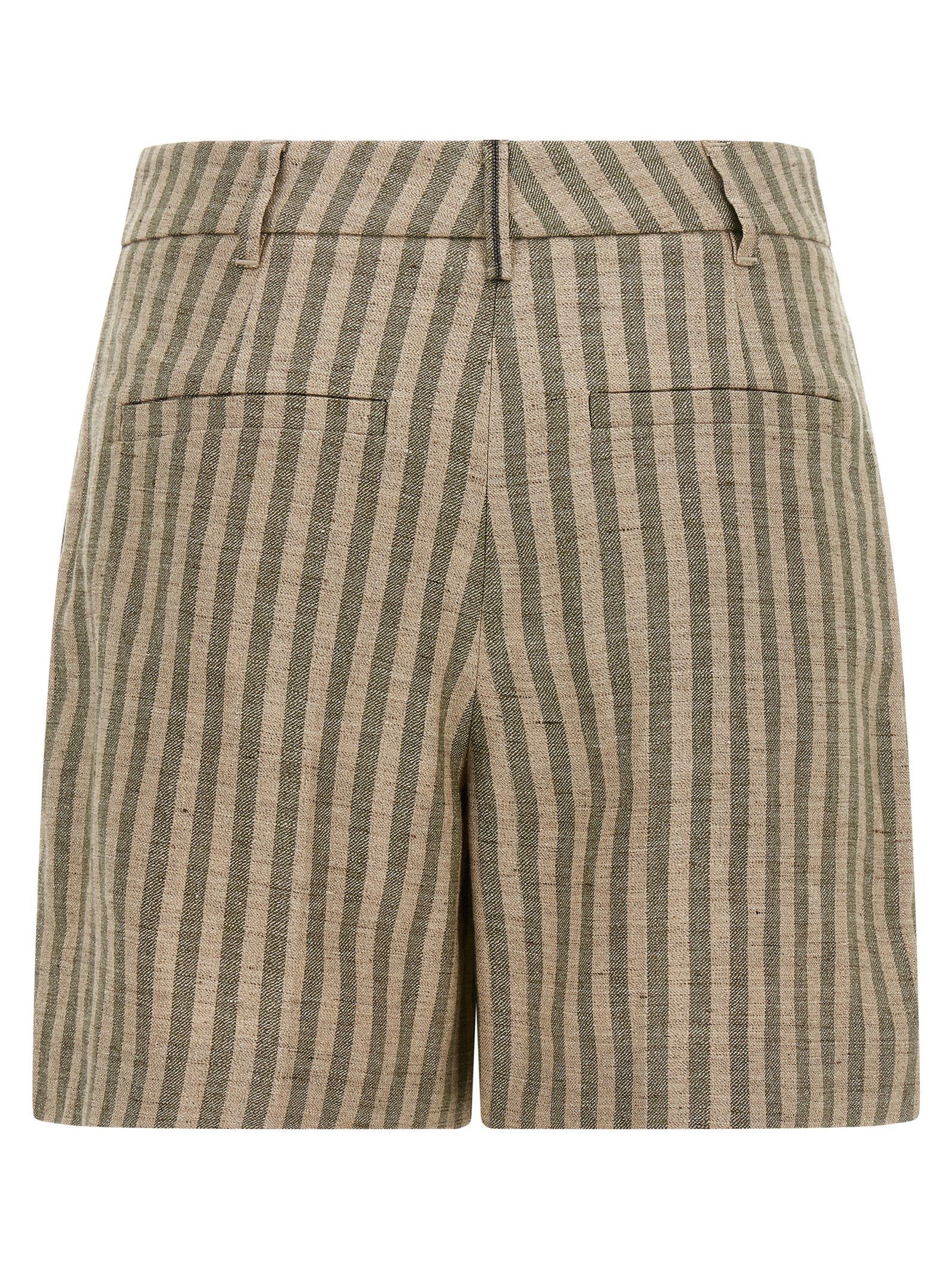 Brunello Cucinelli Bicolor Linen Bermuda Shorts - Green