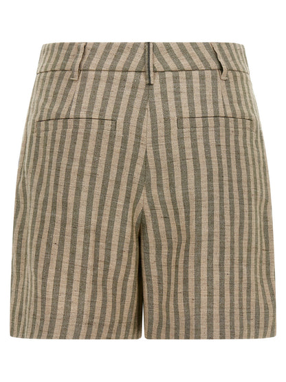 Brunello Cucinelli Bicolor Linen Bermuda Shorts - Green