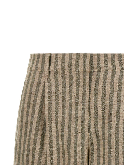 Brunello Cucinelli Bicolor Linen Bermuda Shorts - Green