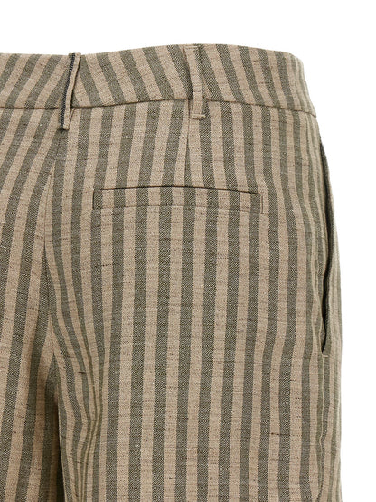 Brunello Cucinelli Bicolor Linen Bermuda Shorts - Green