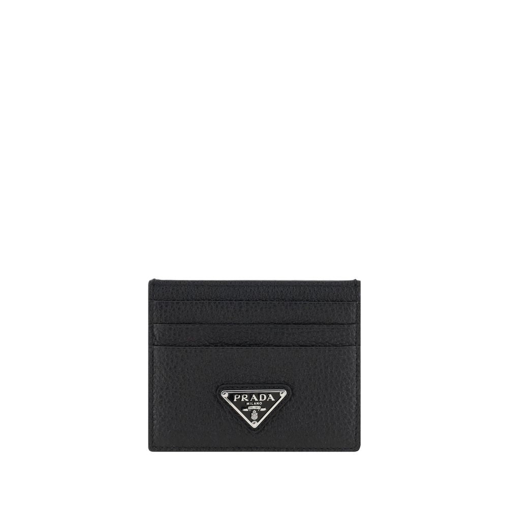 Prada Black Calf Leather Bos Taurus Card Holder