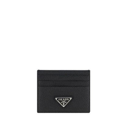 Prada Black Calf Leather Bos Taurus Card Holder