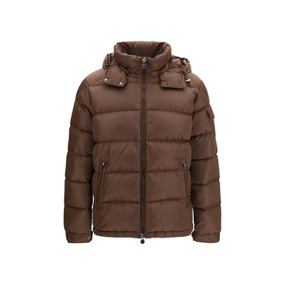 Moncler Maya Short Down Jacket Brown Full-Length Polyamide