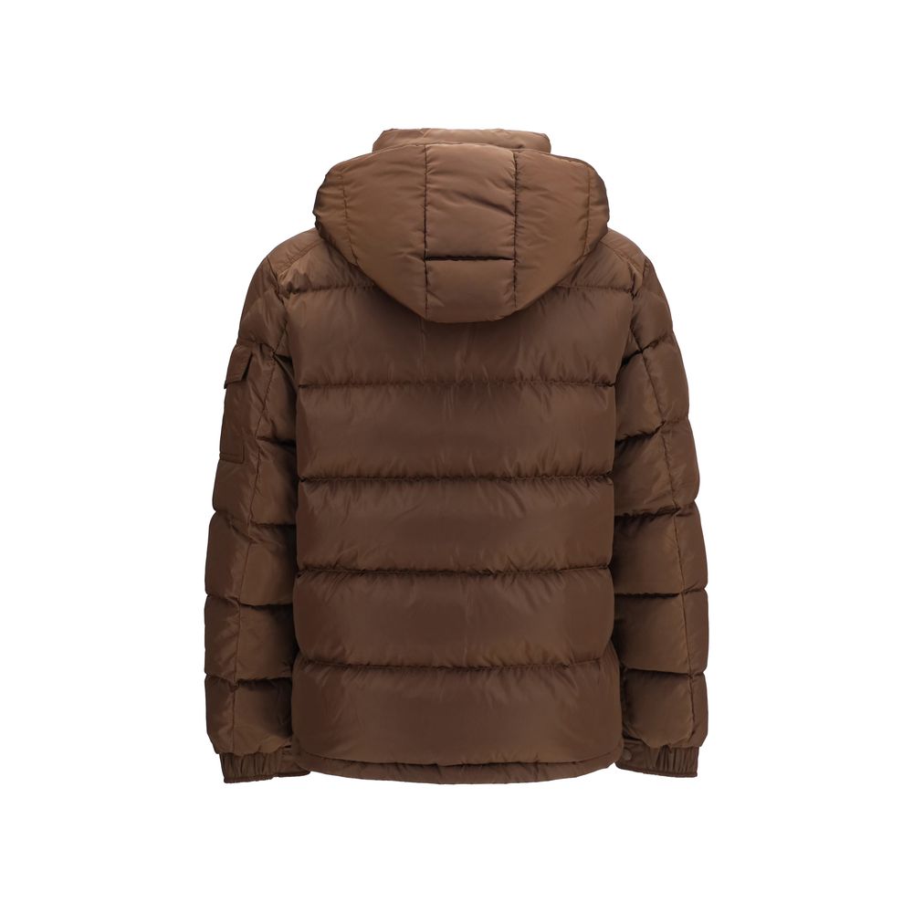 Moncler Maya Short Down Jacket Brown Full-Length Polyamide