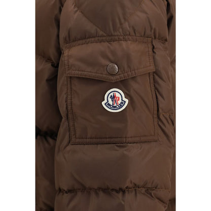 Moncler Maya Short Down Jacket Brown Full-Length Polyamide