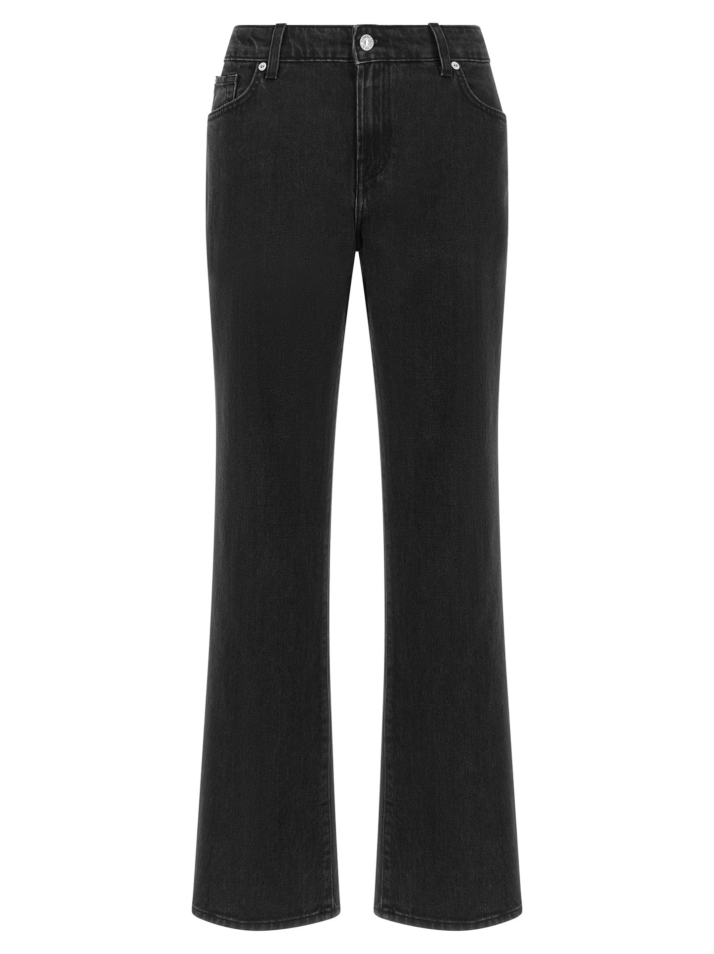 7 For All Mankind Black Cotton Flared Calie Jeans