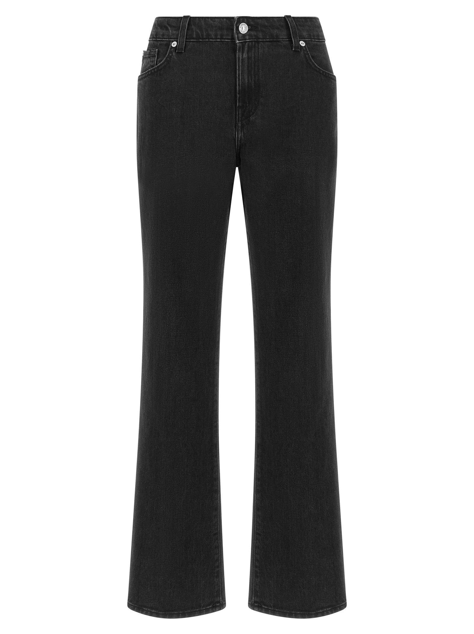 7 For All Mankind Black Cotton Flared Calie Jeans