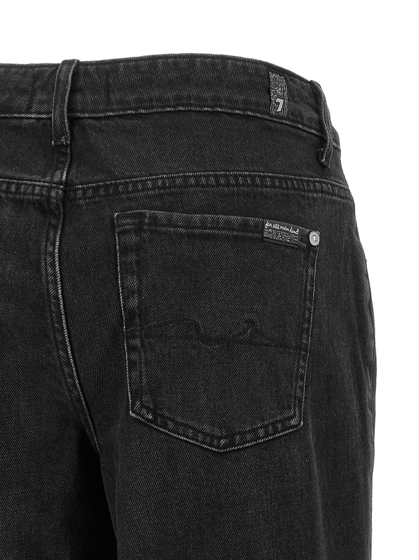 7 For All Mankind Black Cotton Flared Calie Jeans