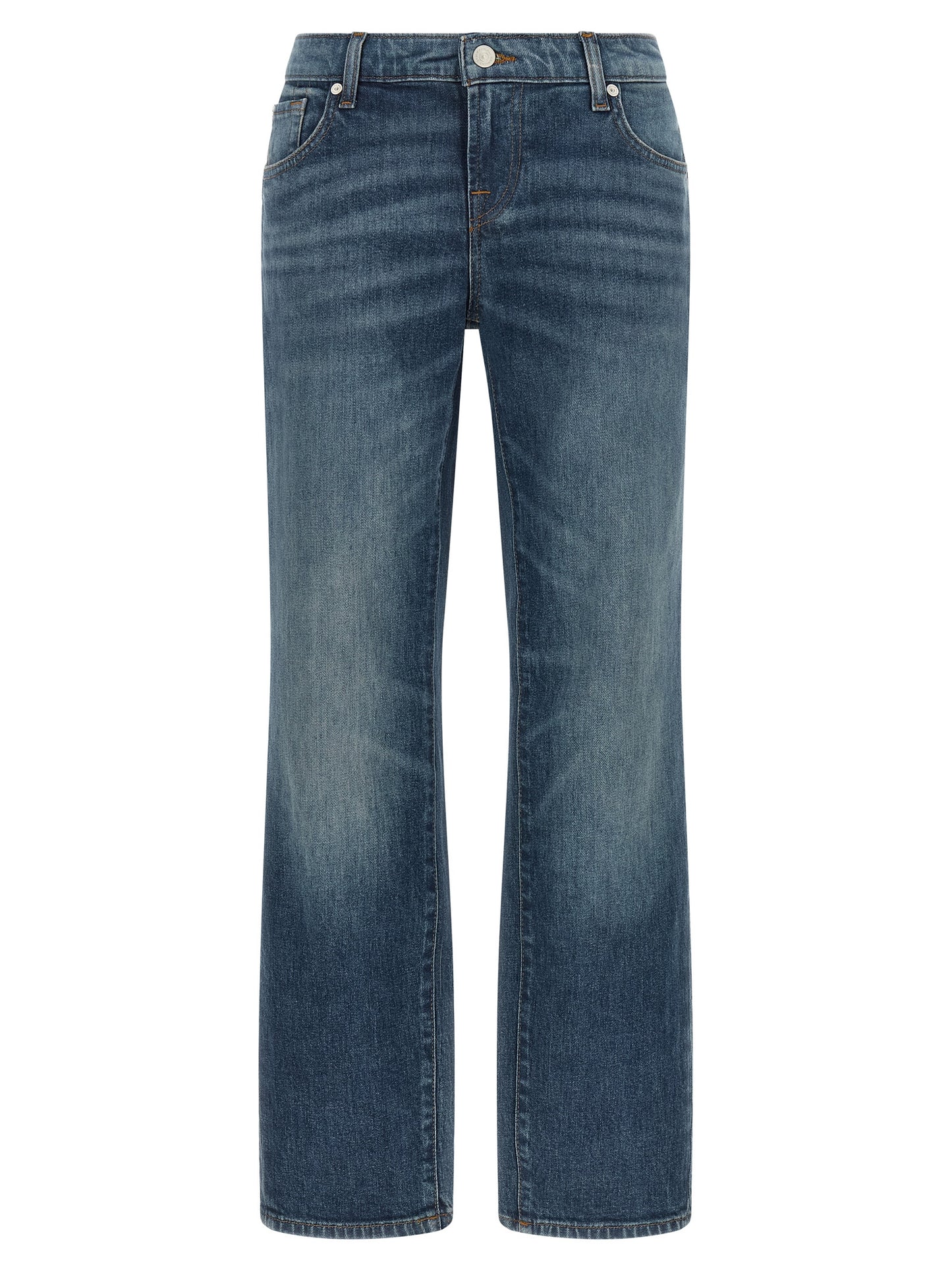 7 For All Mankind Blue Cotton Tapered Low Cigarette Jeans