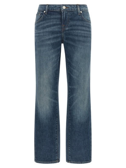 7 For All Mankind Blue Cotton Tapered Low Cigarette Jeans