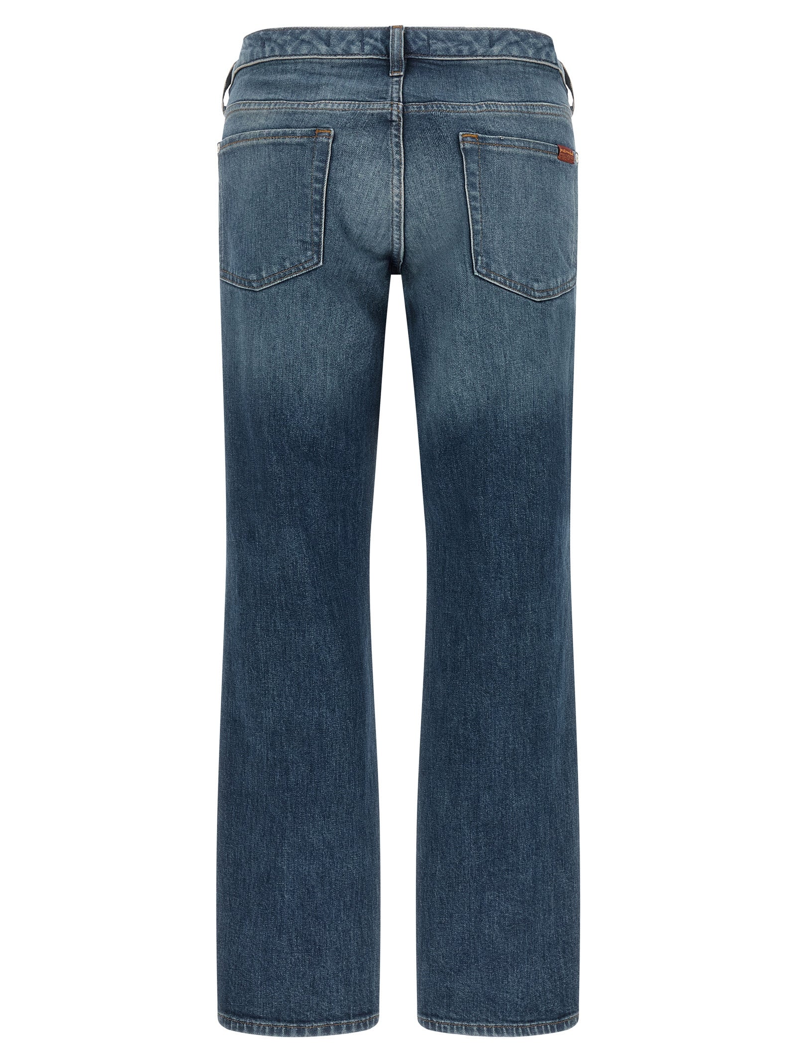 7 For All Mankind Blue Cotton Tapered Low Cigarette Jeans