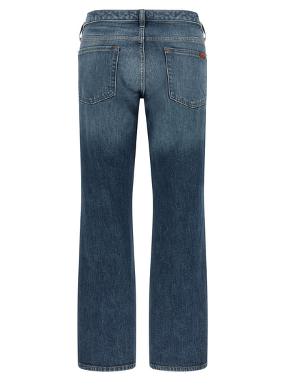 7 For All Mankind Blue Cotton Tapered Low Cigarette Jeans