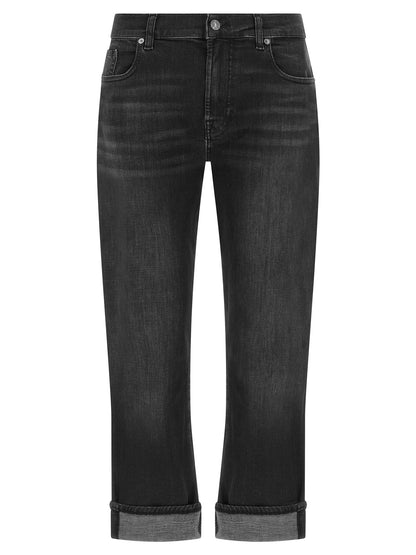 7 For All Mankind Black Cotton Relaxed Skinny Jeans