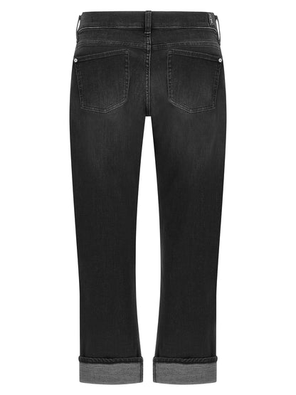 7 For All Mankind Black Cotton Relaxed Skinny Jeans