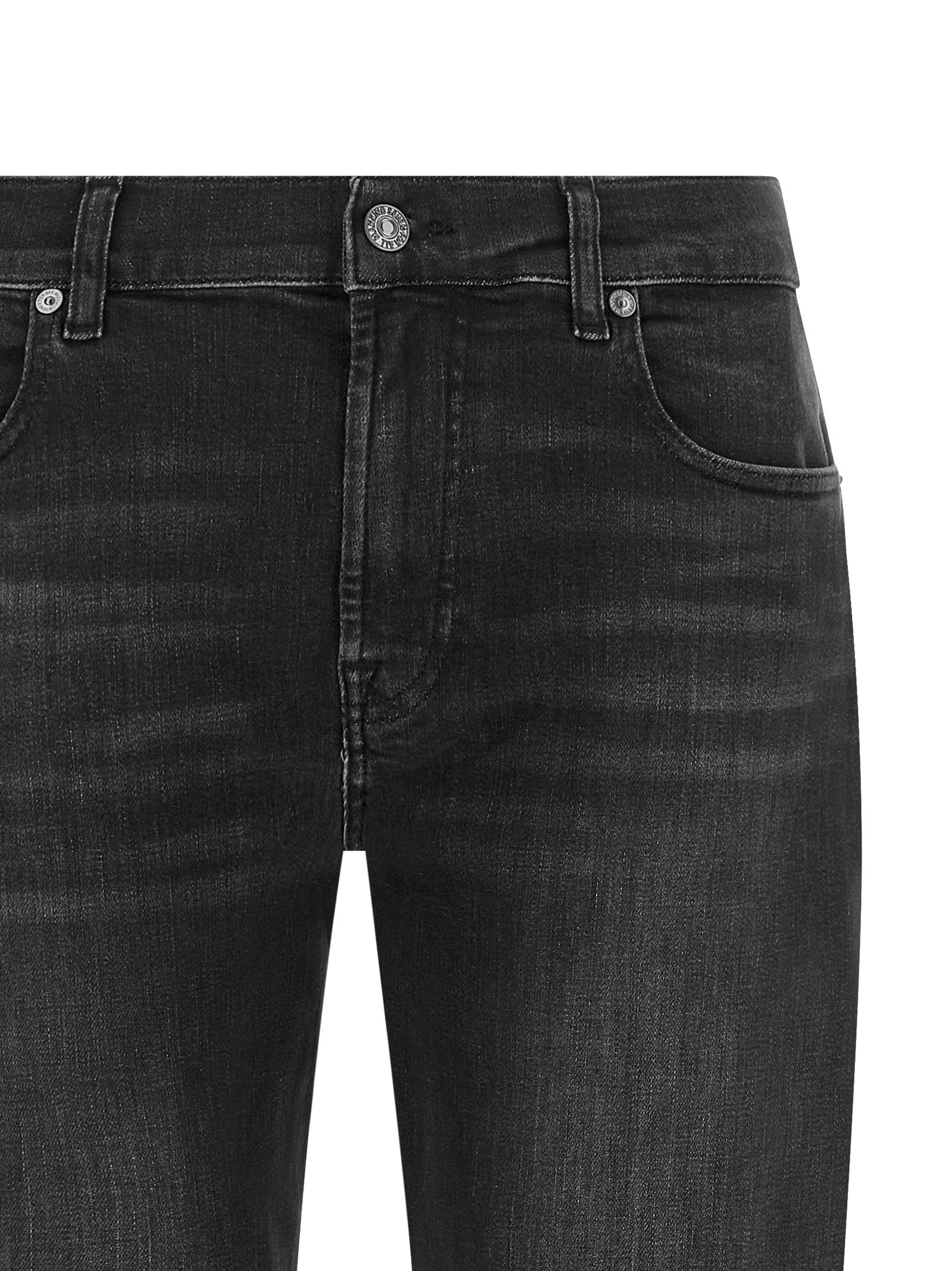7 For All Mankind Black Cotton Relaxed Skinny Jeans
