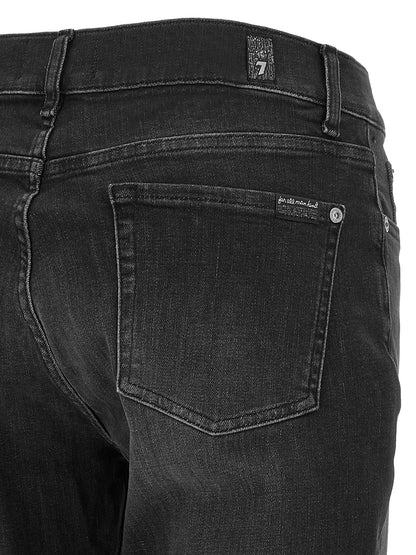 7 For All Mankind Black Cotton Relaxed Skinny Jeans