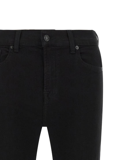 7 For All Mankind Black Cotton Bootcut Slim Illusion Jeans
