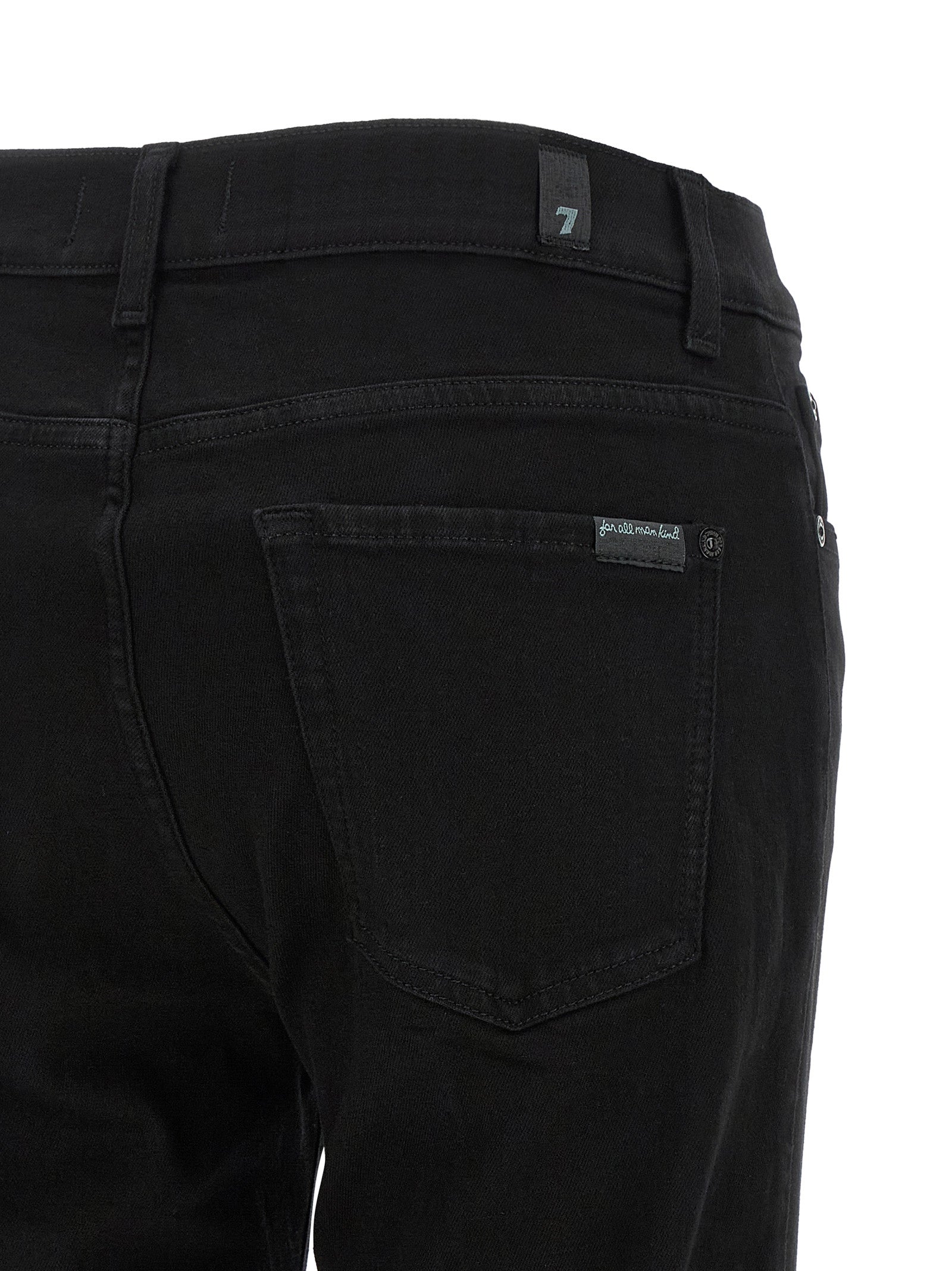 7 For All Mankind Black Cotton Bootcut Slim Illusion Jeans