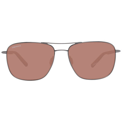 Serengeti Men’s Sunglasses – Gunmetal Aviator Frame, Brown Polarized Lenses