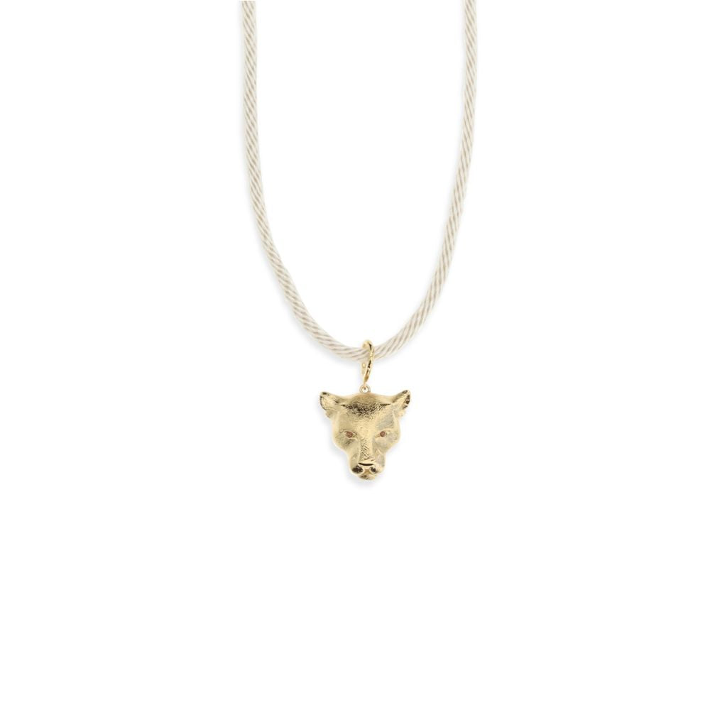 Forte_Forte Gold Bronze Sculpture Necklace with Puma Pendant