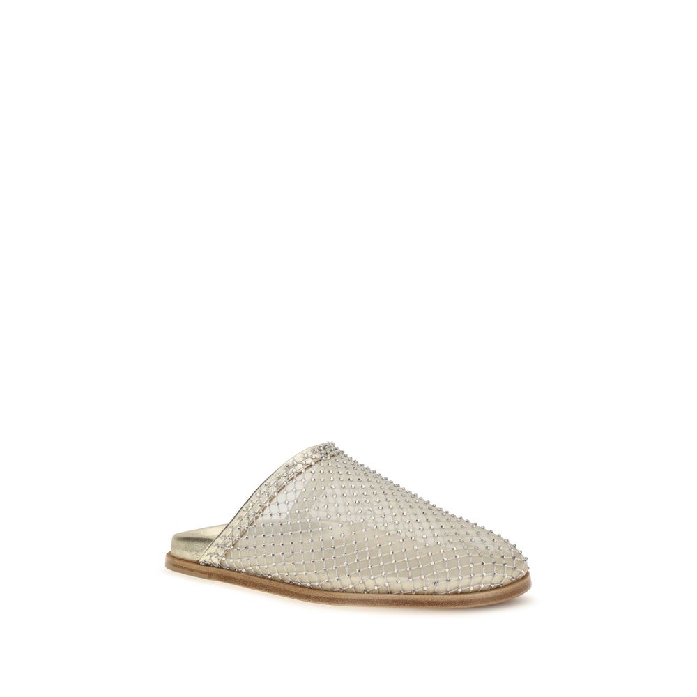 Forte_Forte Silver Fabric Mules EU36/US6 - EU40/US10