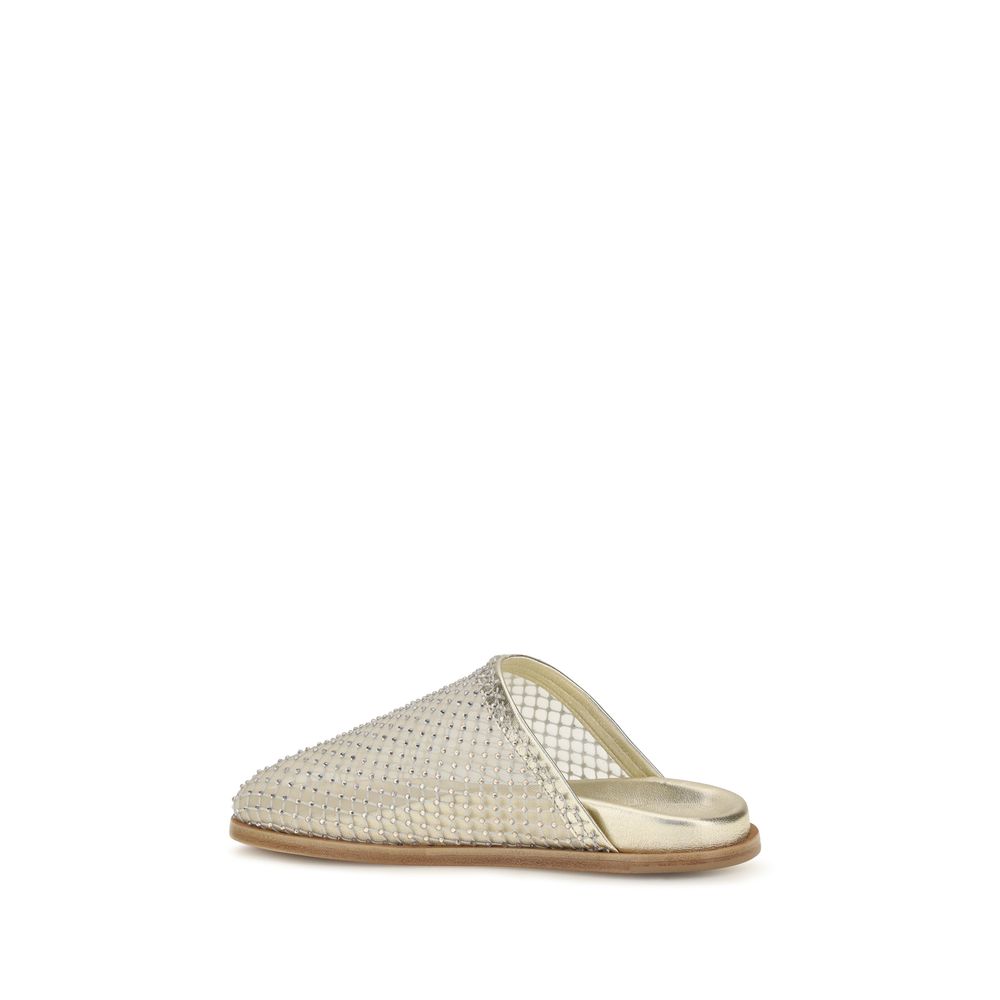 Forte_Forte Silver Fabric Mules EU36/US6 - EU40/US10