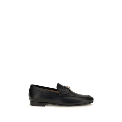 Valentino Garavani Black Calf Leather VLogo Slip-On Loafers