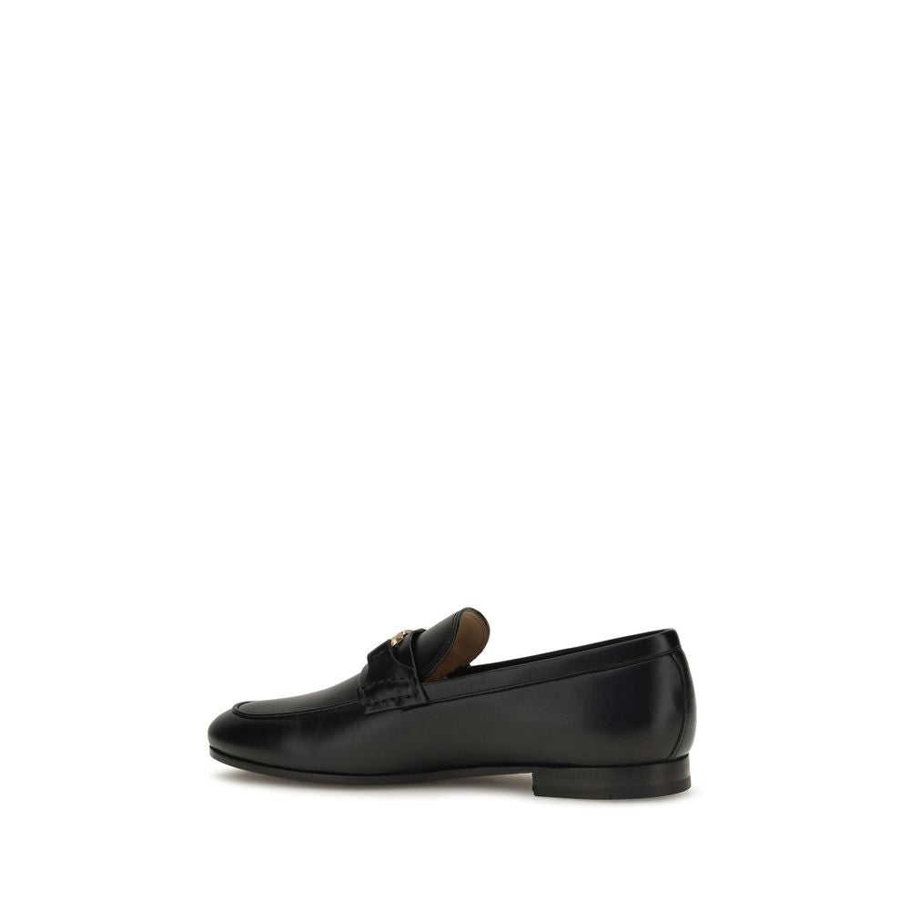 Valentino Garavani Black Calf Leather VLogo Slip-On Loafers