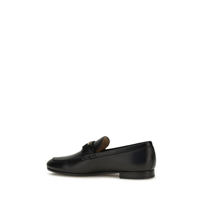 Valentino Garavani Black Calf Leather VLogo Slip-On Loafers