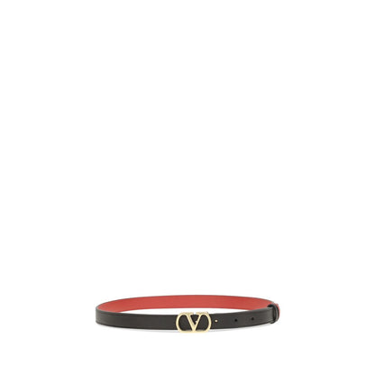 Valentino Garavani Black Calf Leather Beversible VLogo Signature Belt