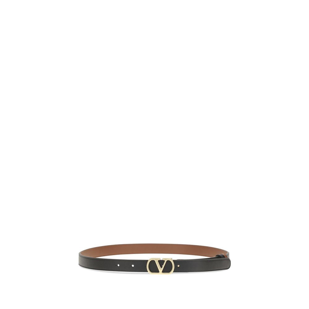 Valentino Garavani Black Calf Leather Reversible VLogo Signature Belt