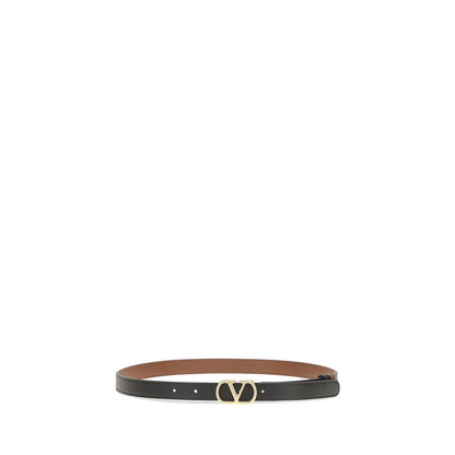 Valentino Garavani Black Calf Leather Reversible VLogo Signature Belt