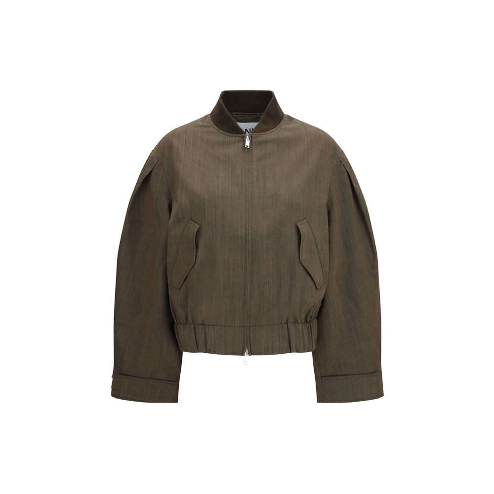 Ganni Bicolor Wool Oves Aries Bomber Jacket - XXS, XS, S