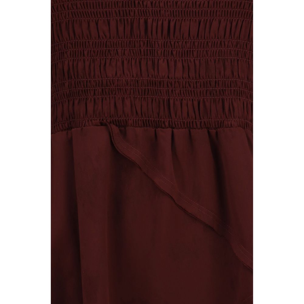 Ganni Bordeaux Acetate Long Sleeve Mini Dress