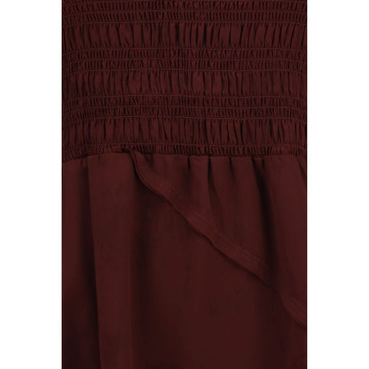 Ganni Bordeaux Acetate Long Sleeve Mini Dress