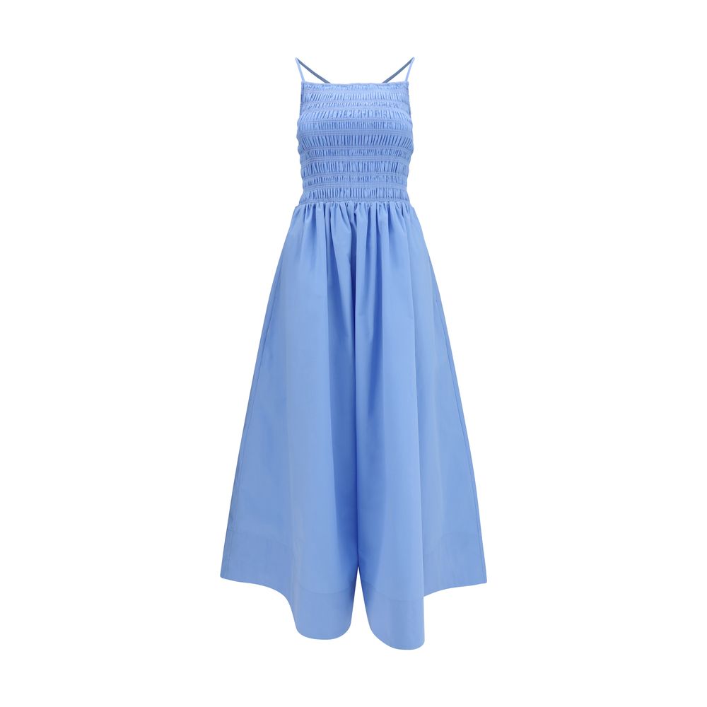 Ganni Blue Cotton Poplin Maxi Dress