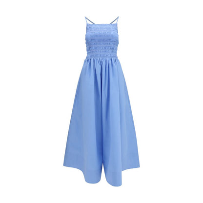Ganni Blue Cotton Poplin Maxi Dress