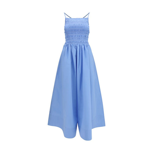 Ganni Blue Cotton Poplin Maxi Dress