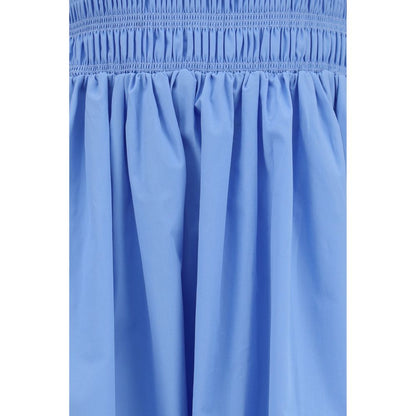 Ganni Blue Cotton Poplin Maxi Dress