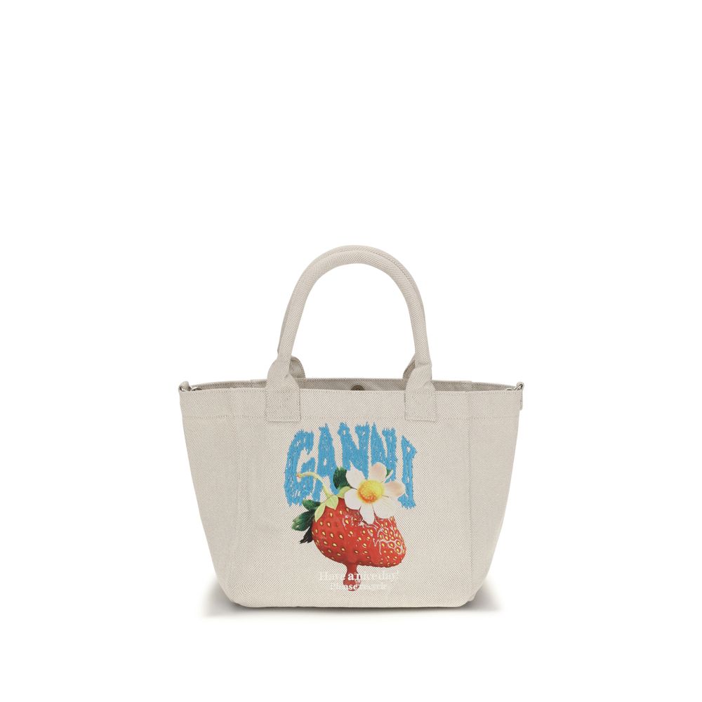 Ganni Easy Shoulder Bag Beige Polyester 38x30x17