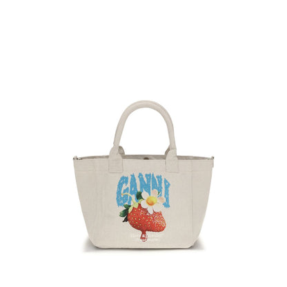 Ganni Easy Shoulder Bag Beige Polyester 38x30x17