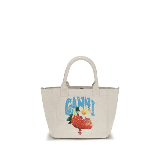 Ganni Easy Shoulder Bag Beige Polyester 38x30x17