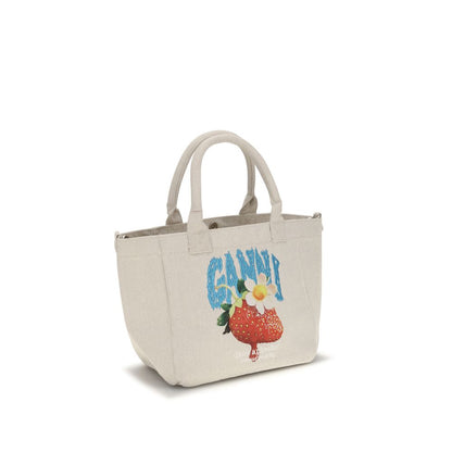 Ganni Easy Shoulder Bag Beige Polyester 38x30x17