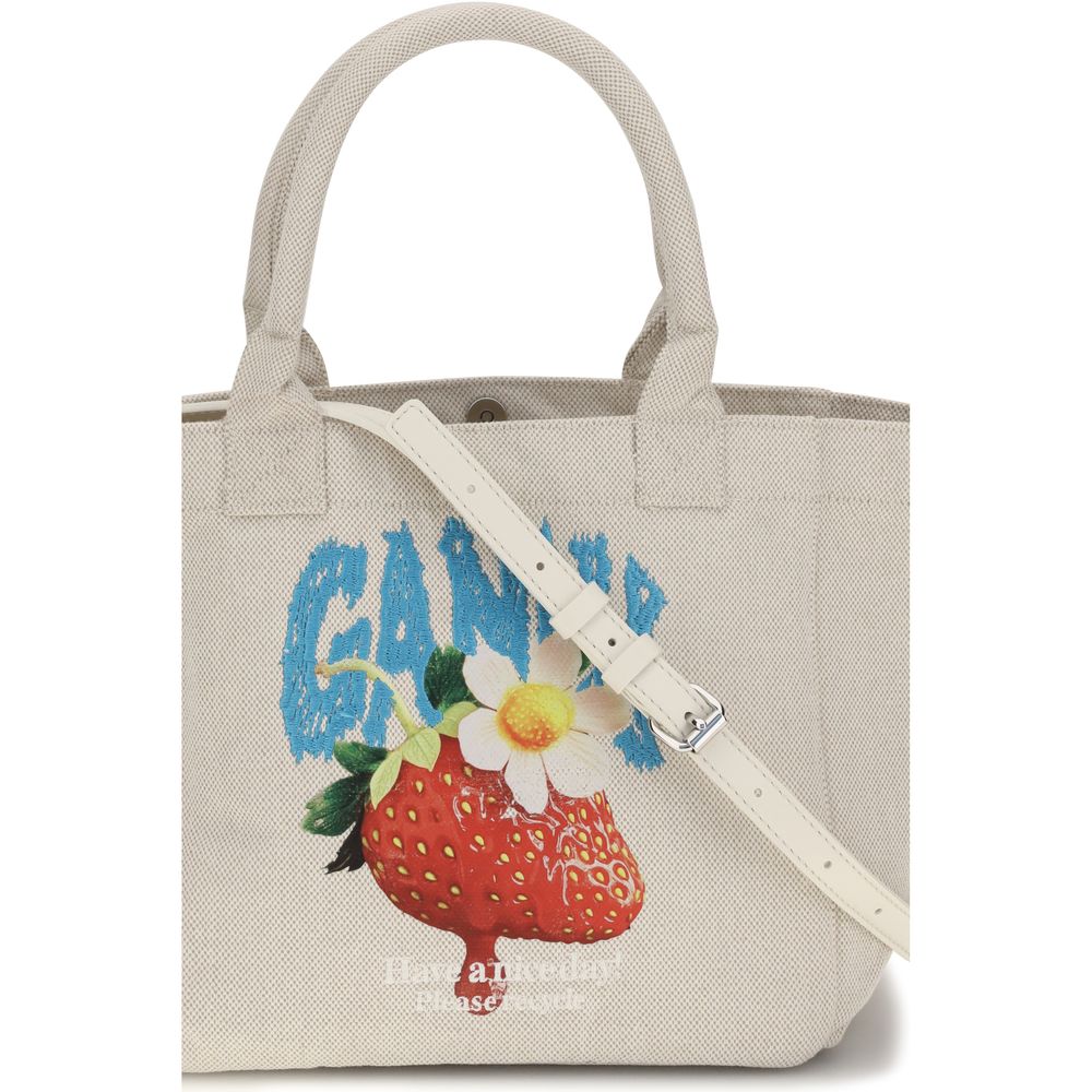 Ganni Easy Shoulder Bag Beige Polyester 38x30x17