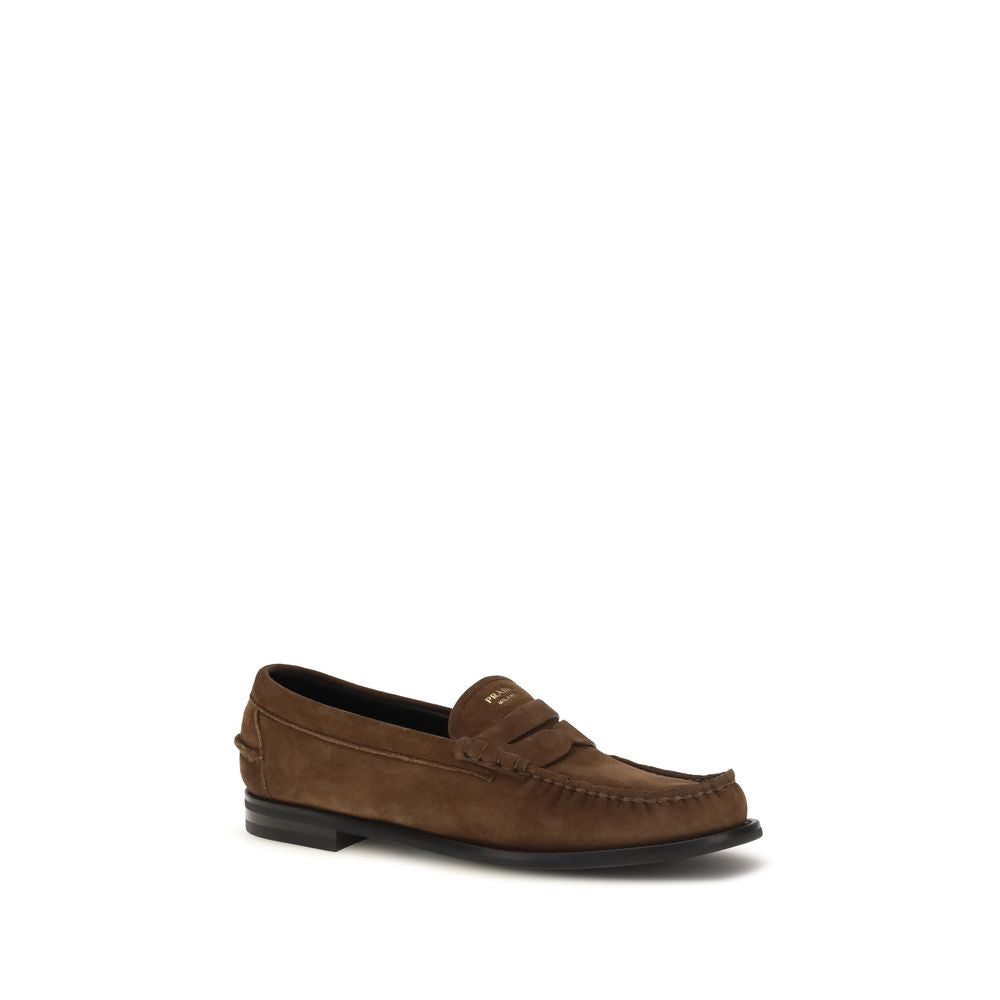 Prada Brown Suede Leather Slip-On Loafers for Men