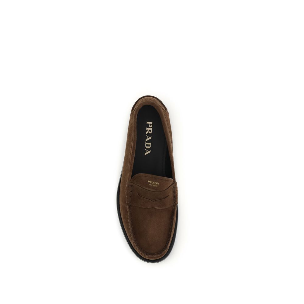 Prada Brown Suede Leather Slip-On Loafers for Men